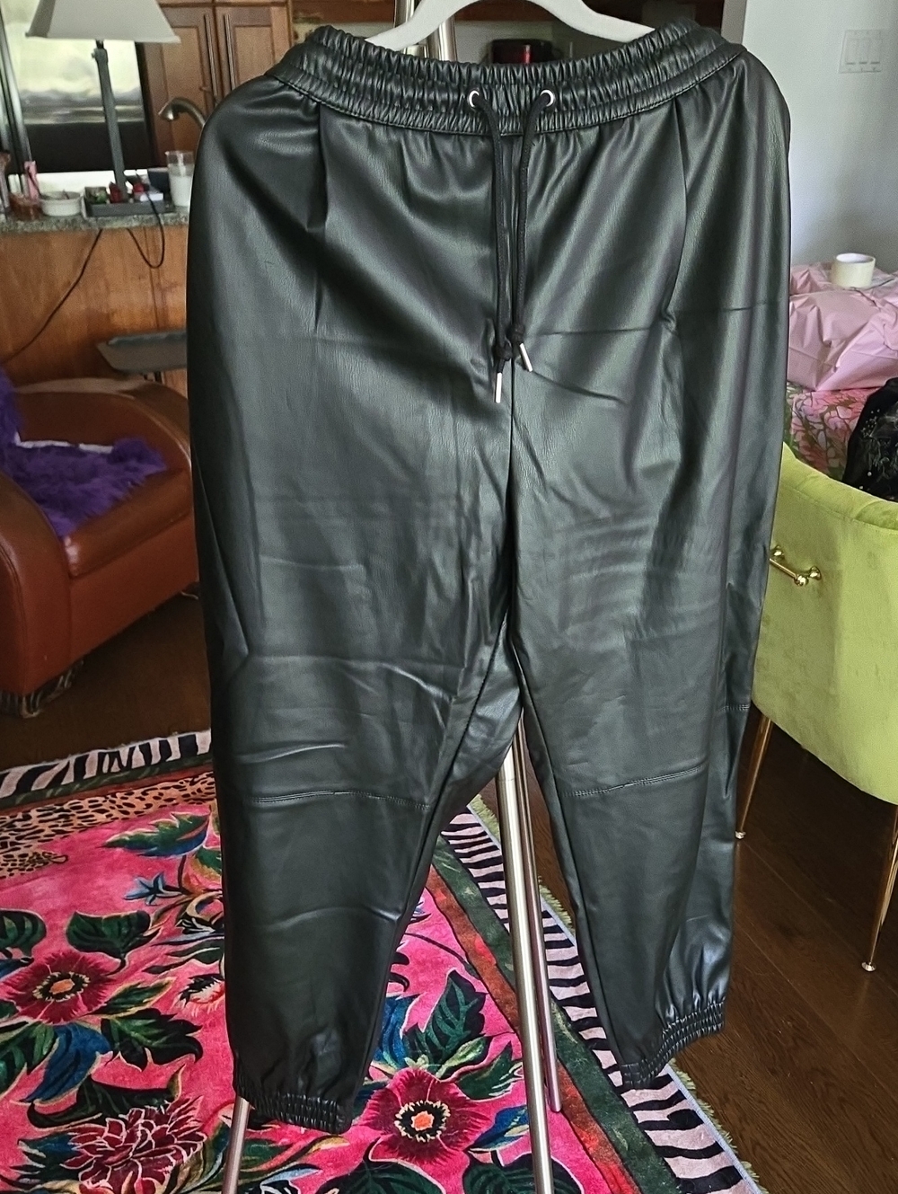 Zara Black Faux Leather Joggers
